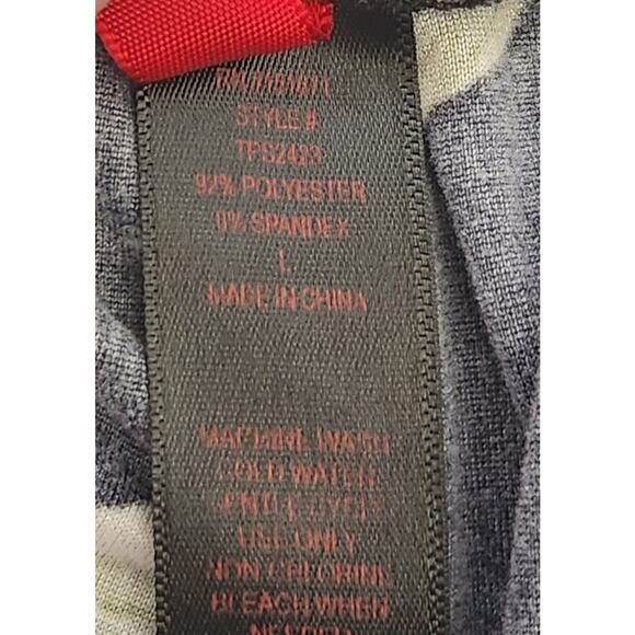 Hot Kiss Black Burgundy Floral Print Faux Wrap Shorts Large Lightweight Pull On - Picture 6 of 6